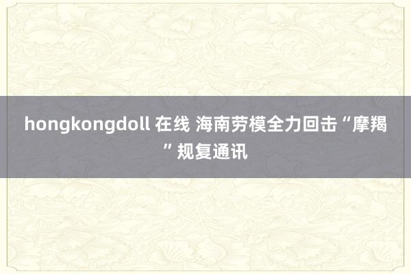 hongkongdoll 在线 海南劳模全力回击“摩羯”规复通讯