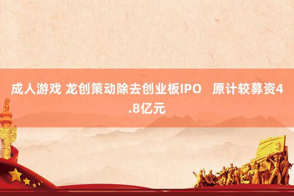 成人游戏 龙创策动除去创业板IPO   原计较募资4.8亿元