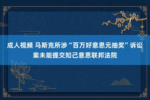 成人视频 马斯克所涉“百万好意思元抽奖”诉讼案未能提交知己意思联邦法院