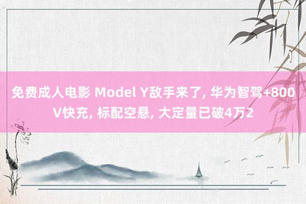 免费成人电影 Model Y敌手来了， 华为智驾+800V快充， 标配空悬， 大定量已破4万2