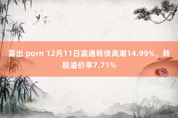 露出 porn 12月11日瀛通转债高潮14.99%，转股溢价率7.71%