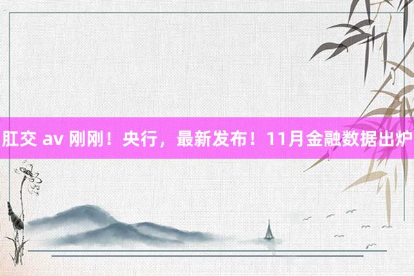 肛交 av 刚刚！央行，最新发布！11月金融数据出炉
