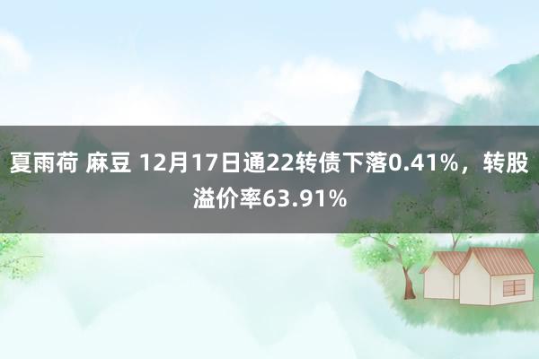 夏雨荷 麻豆 12月17日通22转债下落0.41%，转股溢价率63.91%