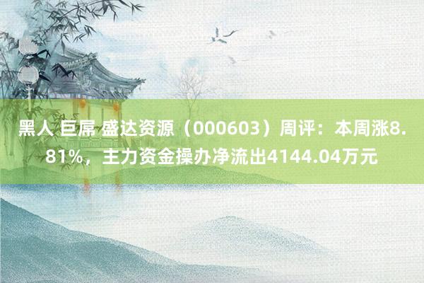黑人 巨屌 盛达资源（000603）周评：本周涨8.81%，主力资金操办净流出4144.04万元