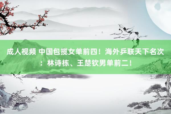 成人视频 中国包揽女单前四！海外乒联天下名次：林诗栋、王楚钦男单前二！