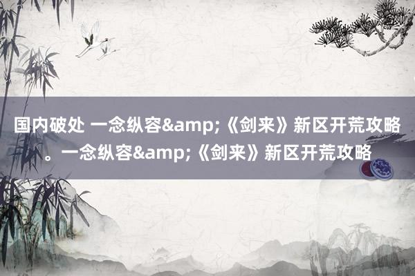 国内破处 一念纵容&《剑来》新区开荒攻略。一念纵容&《剑来》新区开荒攻略
